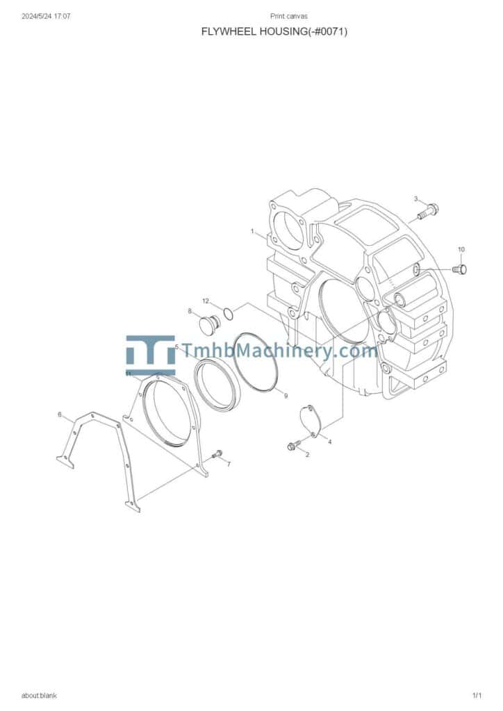 HYUNDAI WHEEL EXCAVATOR R140W-7 MANUAL FOR FLYWHEEL HOUSING(-#0071)